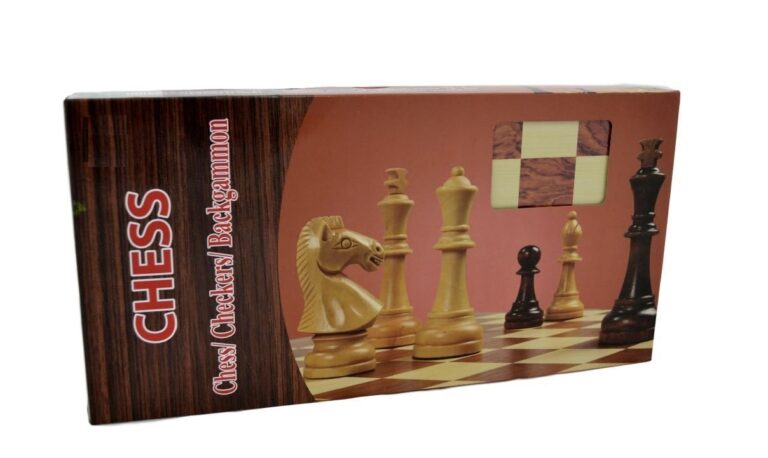 Jeu d'échecs / dames / jeu de backgammon pliant en bois naturel 3 en 1 - 40x40cm- لعبة الشطرنج ، ضاما والطاولة من الخشب – Image 3