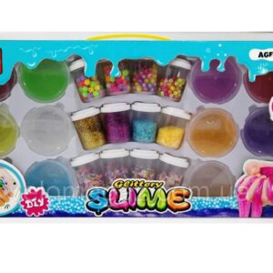 Coffret 12 pots Slime avec 12 pots de paillettes, perles à mélanger !