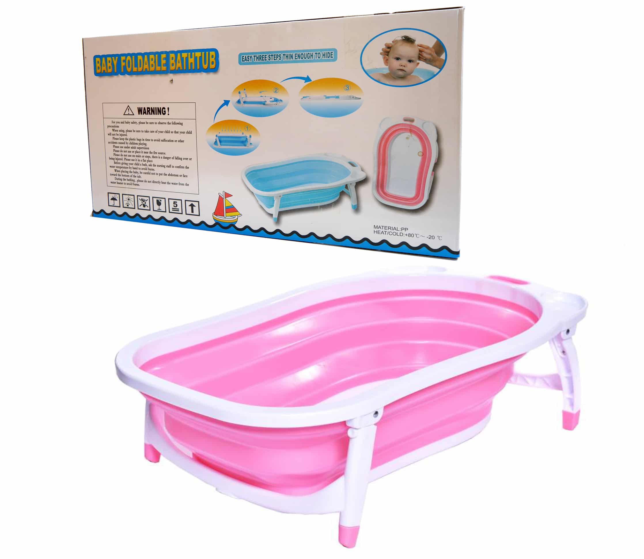 Baignoire bébé rose avec réducteur intégré & pied + tuyau