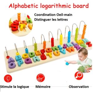 Ensemble Montessori éducatif en bois 2 en 1 : Comptage et Alphabet -