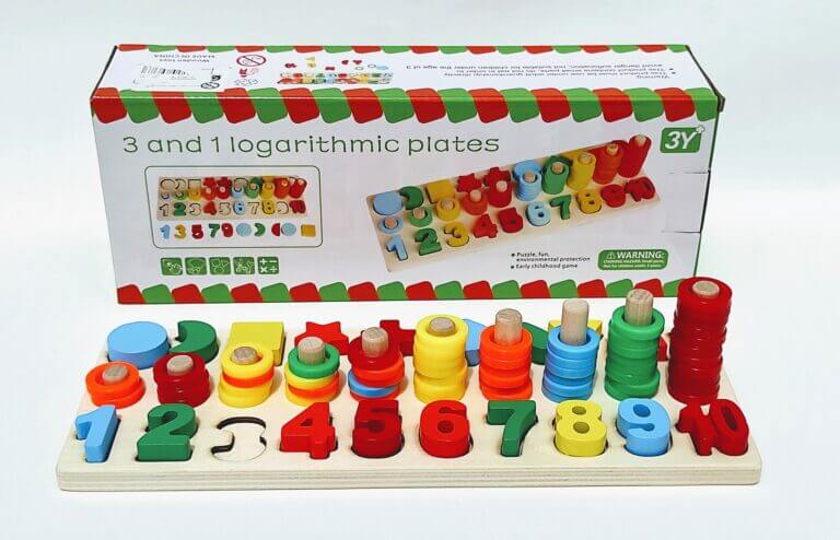 Table d'apprentissage 3 en 1 : Comptage, Chiffres et Formes Géométriques -   1X3 أداة للحساب ، أرقام وأشكال هندسية  من الخشب – Image 6