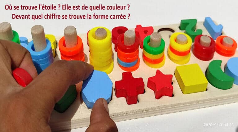 Table d'apprentissage 3 en 1 : Comptage, Chiffres et Formes Géométriques -   1X3 أداة للحساب ، أرقام وأشكال هندسية  من الخشب – Image 2