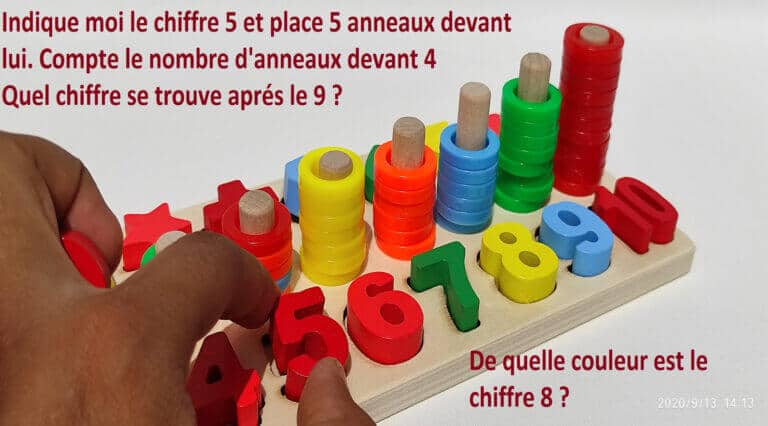 Table d'apprentissage 3 en 1 : Comptage, Chiffres et Formes Géométriques -   1X3 أداة للحساب ، أرقام وأشكال هندسية  من الخشب – Image 3