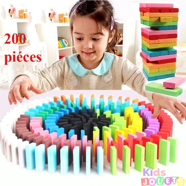 Jeu dominos et constructions en bois " 200 piéces "