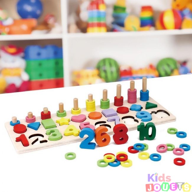 Jeu en bois Montessori d'apprentissage mathématiques & géométrie (3 en 1) – Image 9