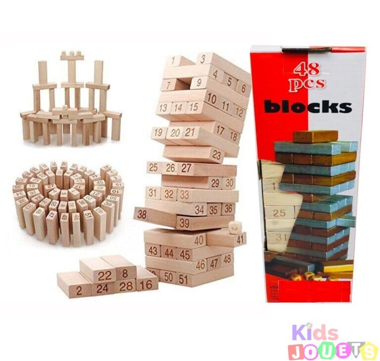 Tour Jenga en bois 48 blocs