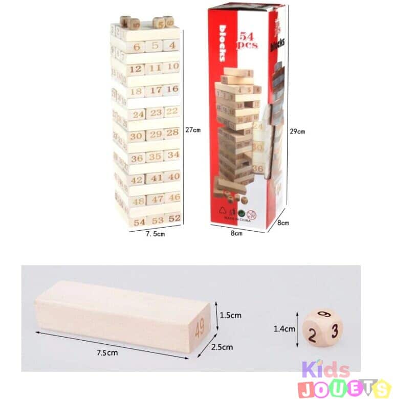 Tour Jenga en bois 48 blocs – Image 6