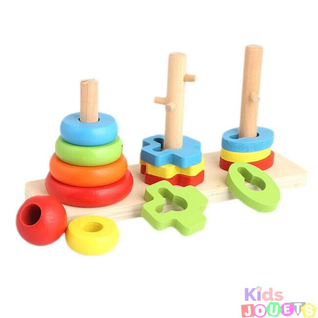 Jeu d'intelligence et de psychomotricité en bois des 3 colonnes – Image 4
