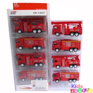 Ensemble 4 camions de Pompiers en miniature métal