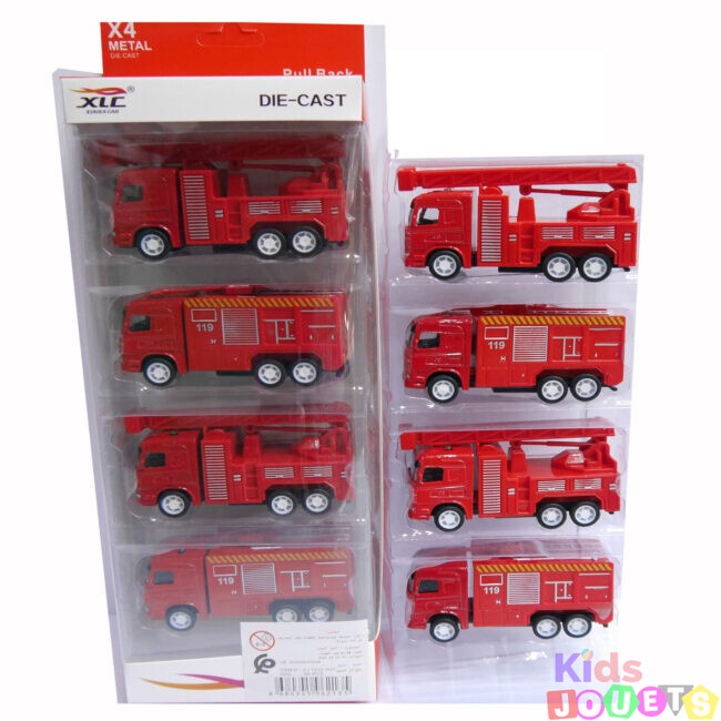 Ensemble 4 camions de Pompiers en miniature métal