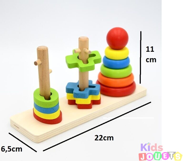 Jeu d'intelligence et de psychomotricité en bois des 3 colonnes – Image 5