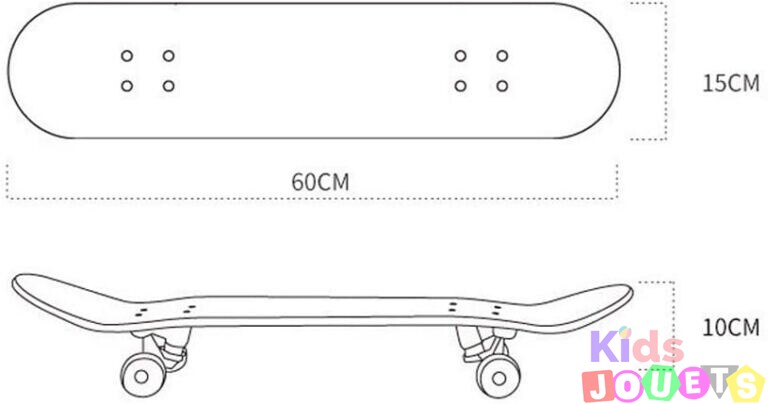 Skateboard Skate Planche à roulette en bois pour enfants ( 60x15cm ) – Image 5