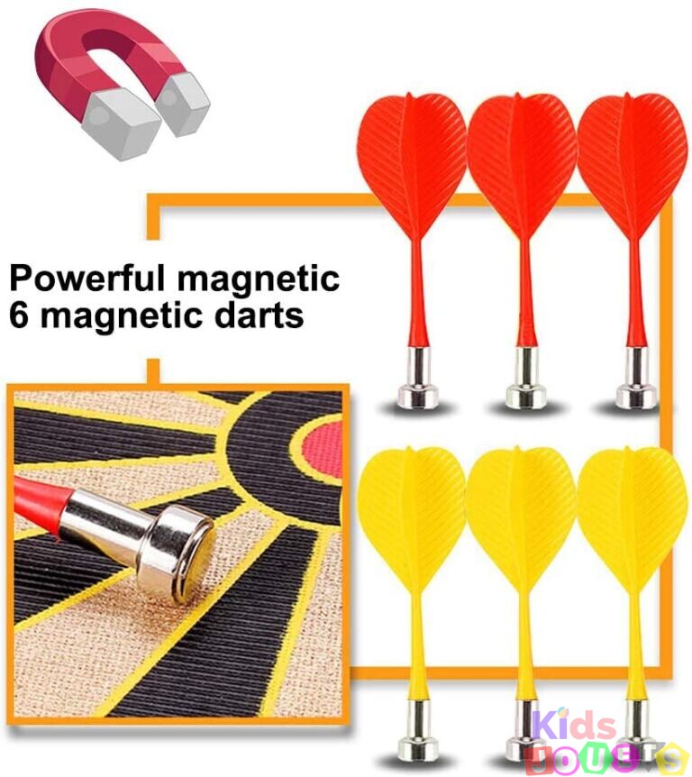 Cible de fléchettes magnétique, jeu de fléchettes double face enroulable + 6 fléchettes de sécurité – Image 2