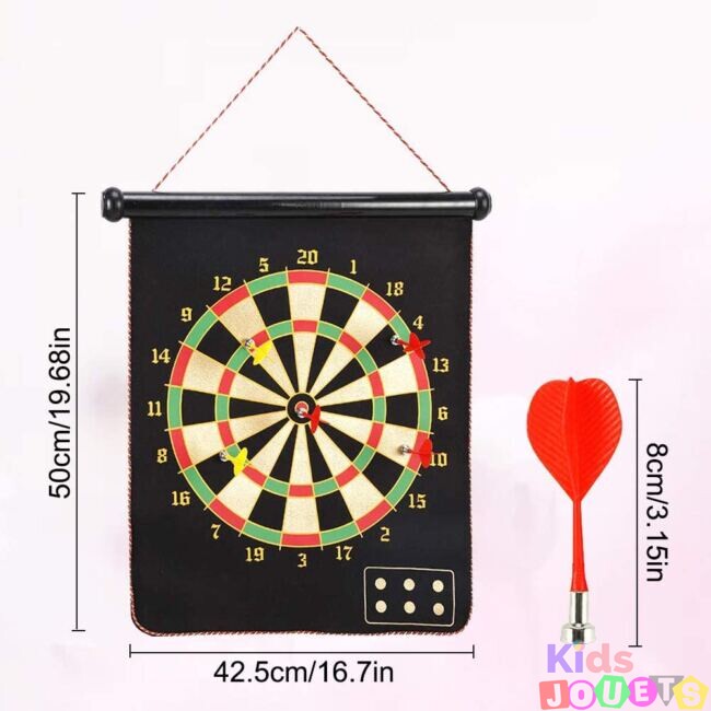 Cible de fléchettes magnétique, jeu de fléchettes double face enroulable + 6 fléchettes de sécurité – Image 3
