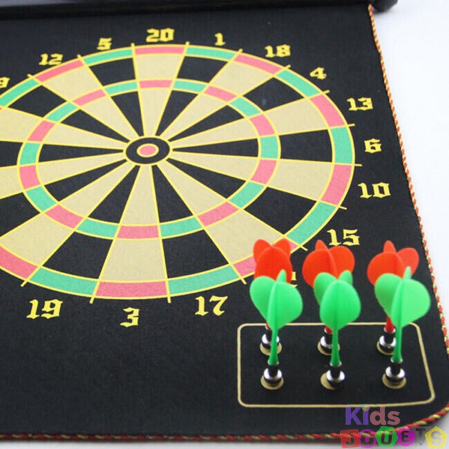 Cible de fléchettes magnétique, jeu de fléchettes double face enroulable + 6 fléchettes de sécurité – Image 7