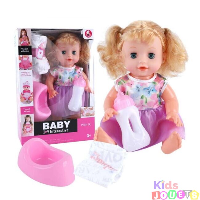 Poupée Baby avec Biberon et accéssoires de toilettes