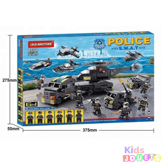 Jeu de construction 6-en-1 P0LICE SWAT Team 343 Briques Compatibles lego – Image 2