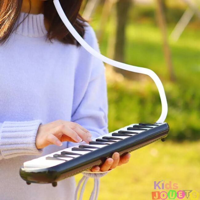 Melodica Mélodica Flûte à clavier en tube piano 32 touches avec pochette BLEU – Image 5