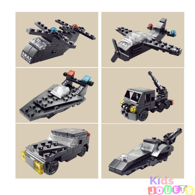 Jeu de construction 6-en-1 P0LICE SWAT Team 343 Briques Compatibles lego – Image 5