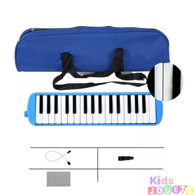 Melodica Mélodica Flûte à clavier en tube piano 32 touches avec pochette BLEU – Image 2
