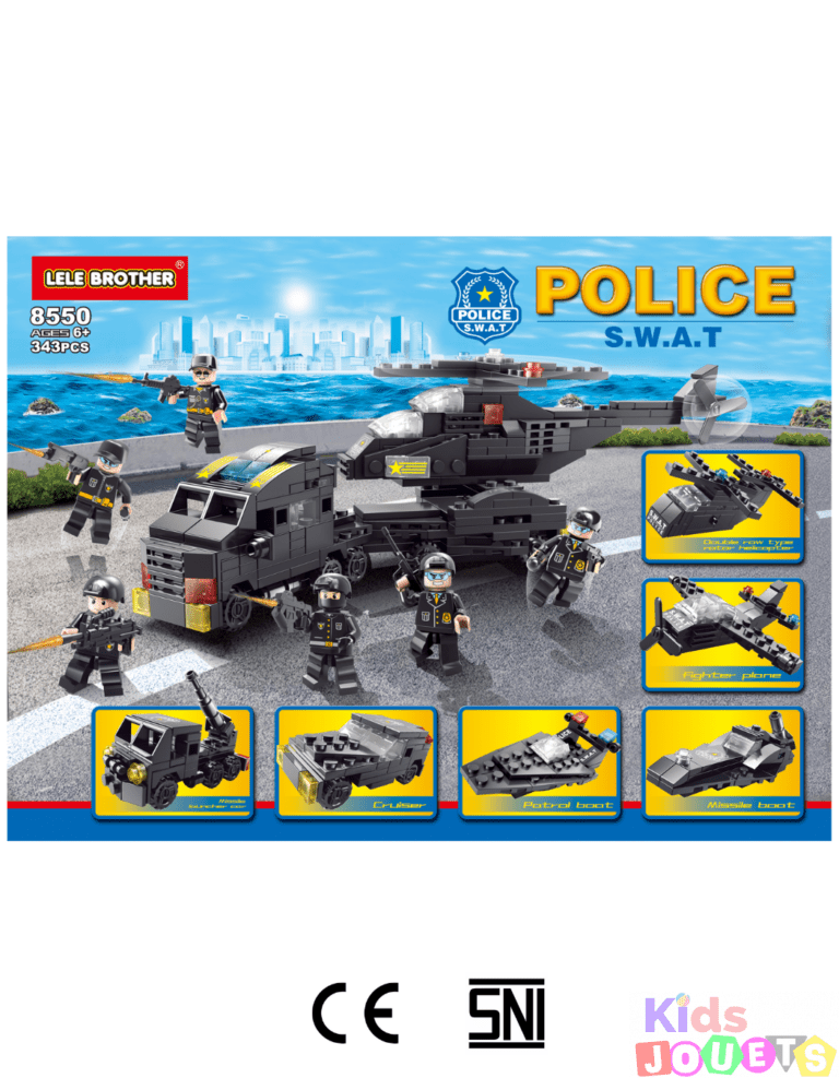 Jeu de construction 6-en-1 P0LICE SWAT Team 343 Briques Compatibles lego – Image 4