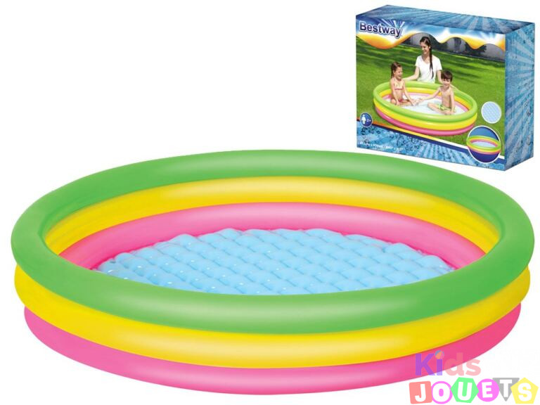 Piscine Ronde 3 anneaux à sol gonflable confort Pour Enfants 1.52 x 0.30 m Bestway – Image 3