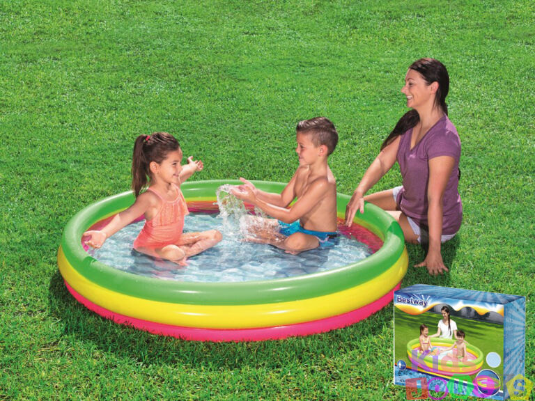 Piscine Ronde 3 anneaux à sol gonflable confort Pour Enfants 1.52 x 0.30 m Bestway