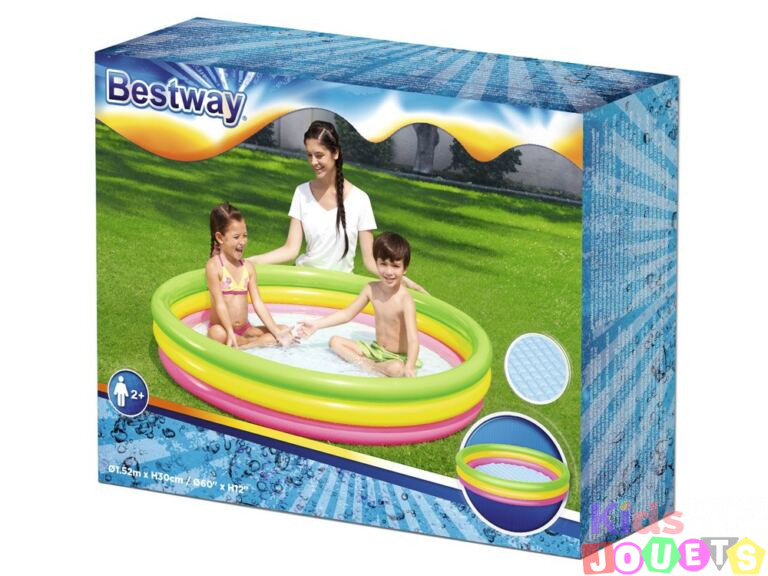 Piscine Ronde 3 anneaux à sol gonflable confort Pour Enfants 1.52 x 0.30 m Bestway – Image 7