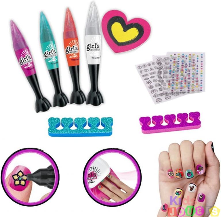 Ensemble cosmétique, manucure et pédicure, 4 couleurs, strass et autocollants – Image 4