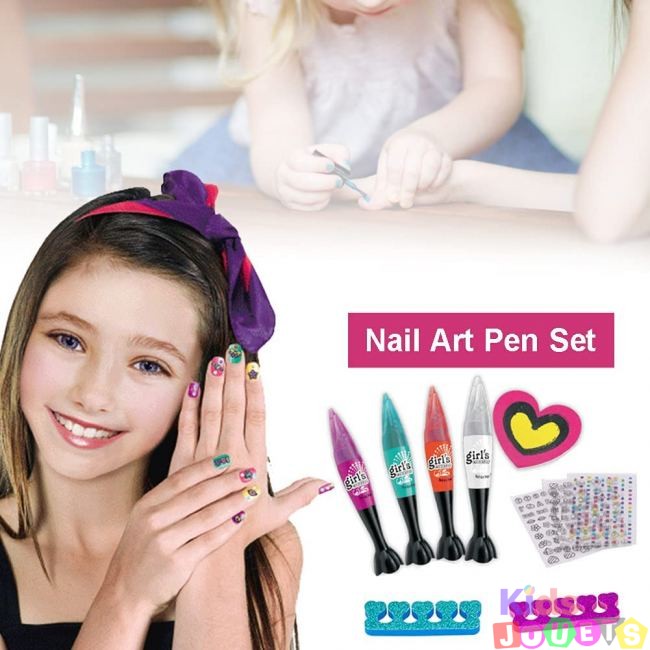Ensemble cosmétique, manucure et pédicure, 4 couleurs, strass et autocollants – Image 9