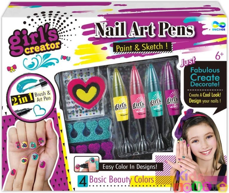 Ensemble cosmétique, manucure et pédicure, 4 couleurs, strass et autocollants – Image 8