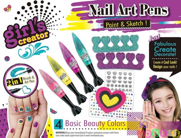 Ensemble cosmétique, manucure et pédicure, 4 couleurs, strass et autocollants – Image 6