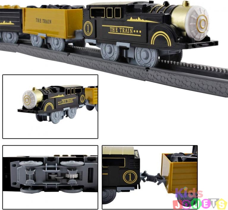 Circuit de train acrobatique montagne russe avec 3 wagons 148cm – Image 10