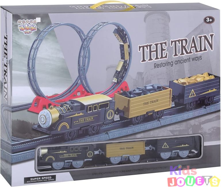 Grand circuit de train acrobatique avec 3 wagons 136CM – Image 2