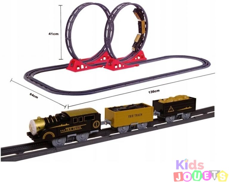 Grand circuit de train acrobatique avec 3 wagons 136CM – Image 6