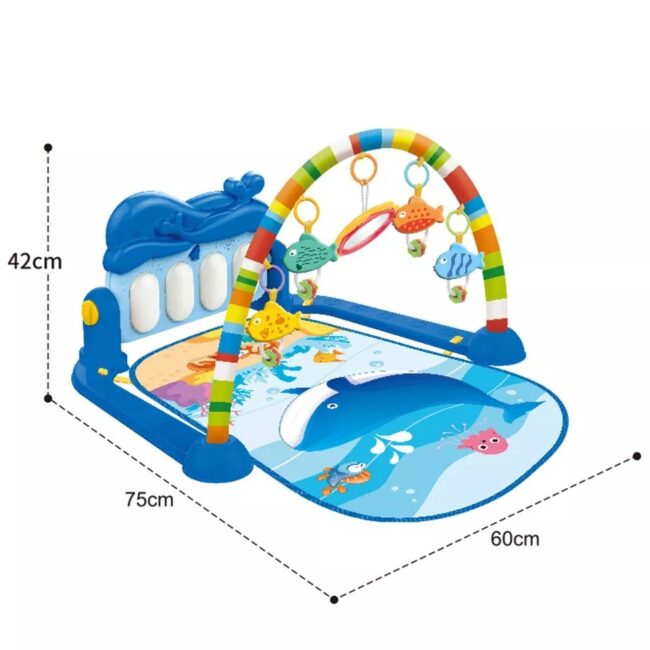 Tapis gym pour bébés avec piano et jouets pendantifs.

سجادة بيانو للأطفال – Image 3
