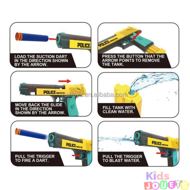 Pistolet de tir  cartouche en mousse et eau avec accessoires – Image 3